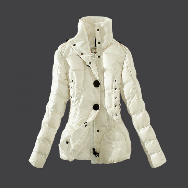 Moncler Donna Giù cappotto stand bianco Collar Presa M1040